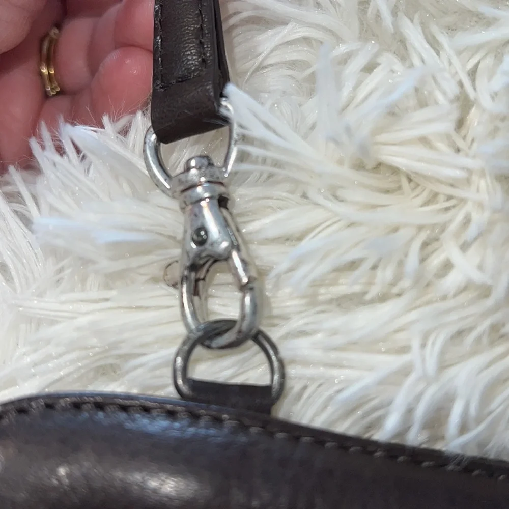 SIGRID OLSEN LEATHER brown clutch with shoulder strap - Picture 10 of 13